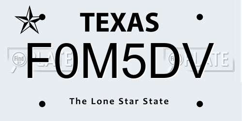 F0M5DV Texas License Plate