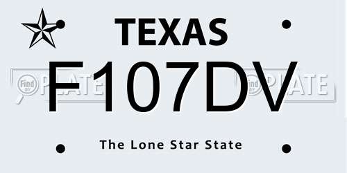 F107DV Texas License Plate
