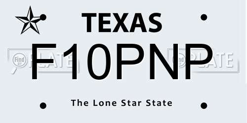 F10PNP Texas License Plate