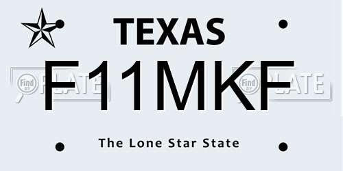 F11MKF Texas License Plate