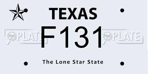 F131 Texas License Plate