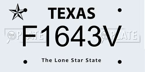 F1643V Texas License Plate