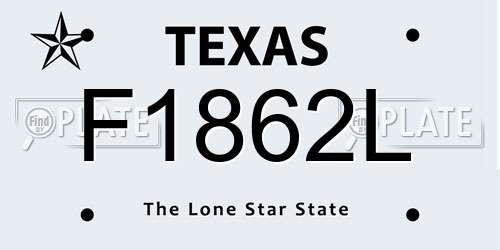 F1862L Texas License Plate