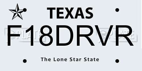 F18DRVR Texas License Plate