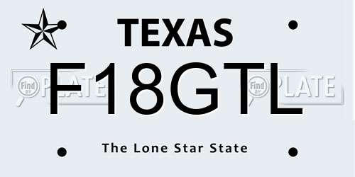 F18GTL Texas License Plate