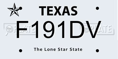 F191DV Texas License Plate