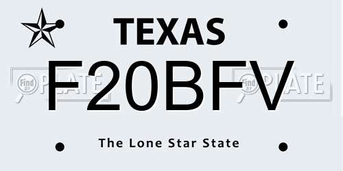 F20BFV Texas License Plate