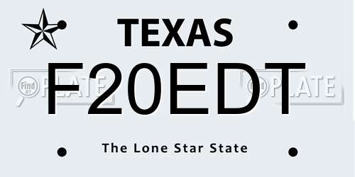 F20EDT Texas License Plate