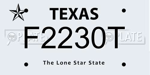 F2230T Texas License Plate