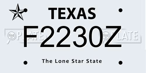 F2230Z Texas License Plate