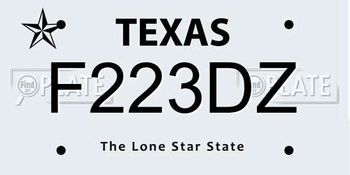 F223DZ Texas License Plate