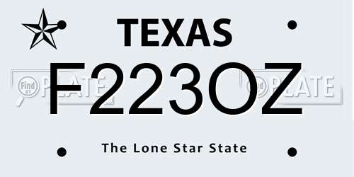 F223OZ Texas License Plate