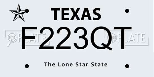 F223QT Texas License Plate