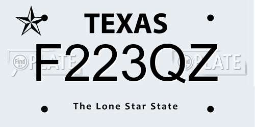 F223QZ Texas License Plate