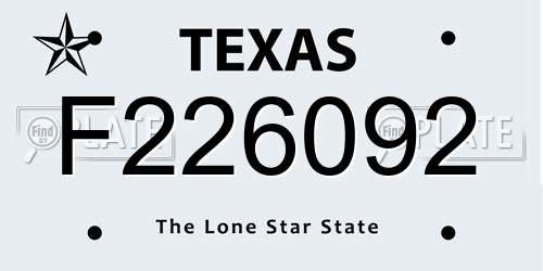 F226092 Texas License Plate
