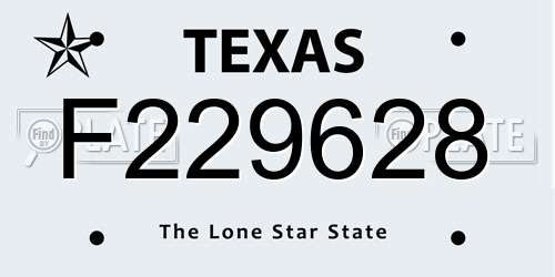 F229628 Texas License Plate