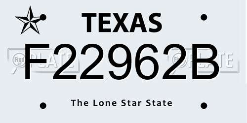 F22962B Texas License Plate