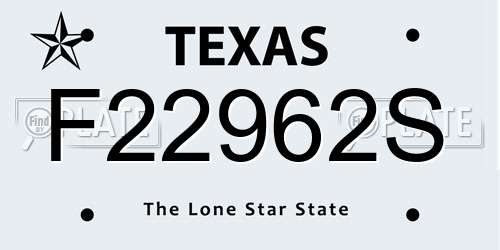 F22962S Texas License Plate