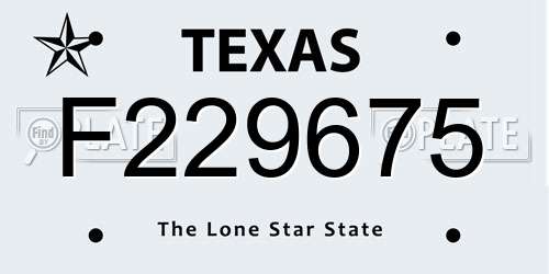 F229675 Texas License Plate