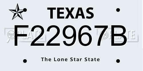 F22967B Texas License Plate