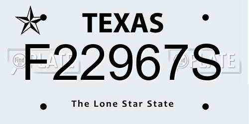 F22967S Texas License Plate
