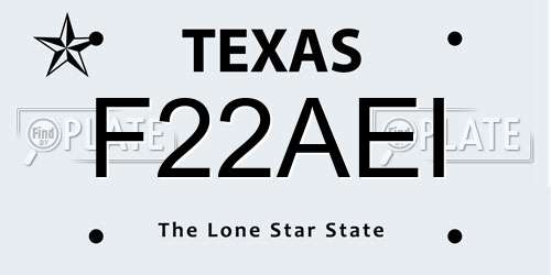 F22AEI Texas License Plate