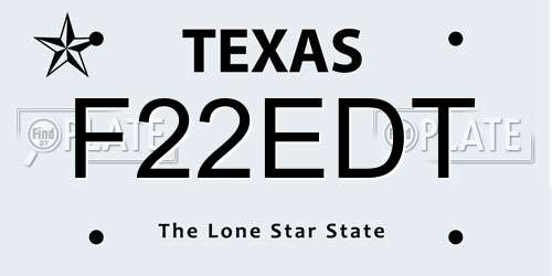F22EDT Texas License Plate