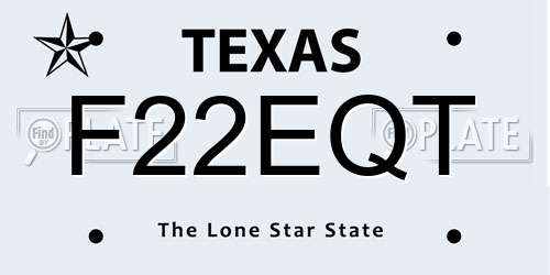 F22EQT Texas License Plate
