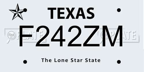 F242ZM Texas License Plate