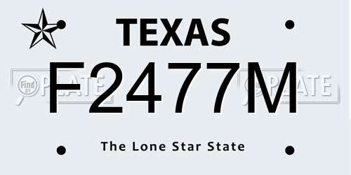 F2477M Texas License Plate