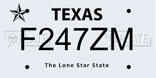 F247ZM Texas License Plate