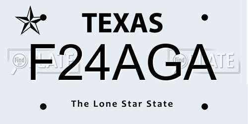 F24AGA Texas License Plate
