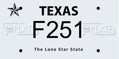 F251 Texas License Plate