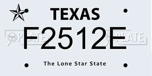 F2512E Texas License Plate