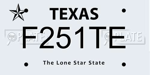 F251TE Texas License Plate