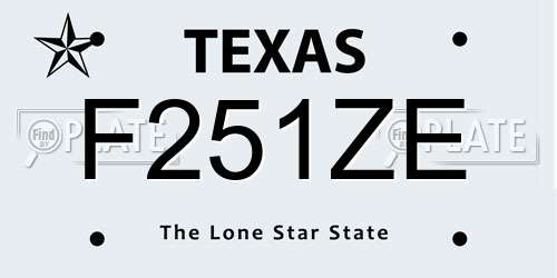 F251ZE Texas License Plate