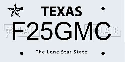 F25GMC Texas License Plate