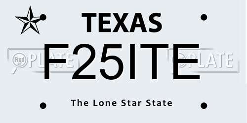 F25ITE Texas License Plate