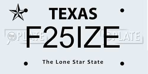 F25IZE Texas License Plate