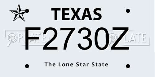 F2730Z Texas License Plate
