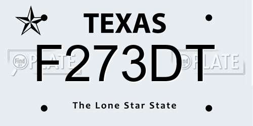 F273DT Texas License Plate