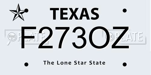 F273OZ Texas License Plate