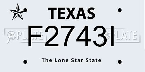 F2743I Texas License Plate