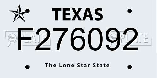 F276092 Texas License Plate