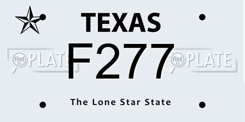 F277 Texas License Plate