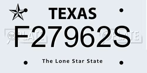 F27962S Texas License Plate