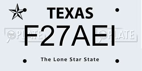 F27AEI Texas License Plate