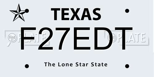 F27EDT Texas License Plate