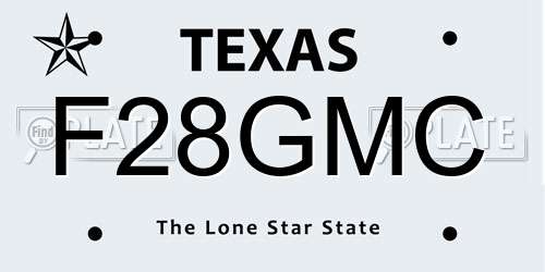 F28GMC Texas License Plate