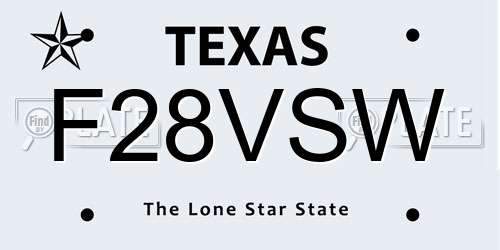 F28VSW Texas License Plate